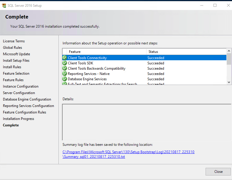 setting up a database with sql server 2016 express